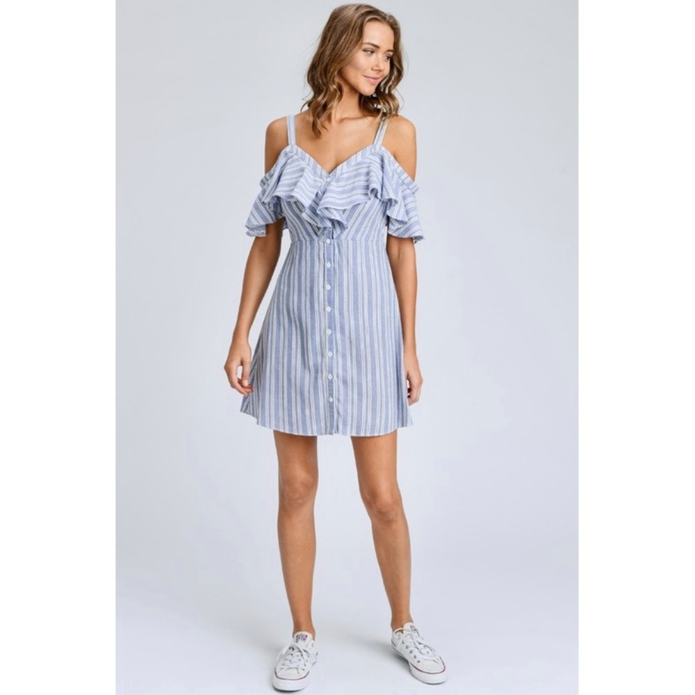 Striped Button Down Mini Dress #1211